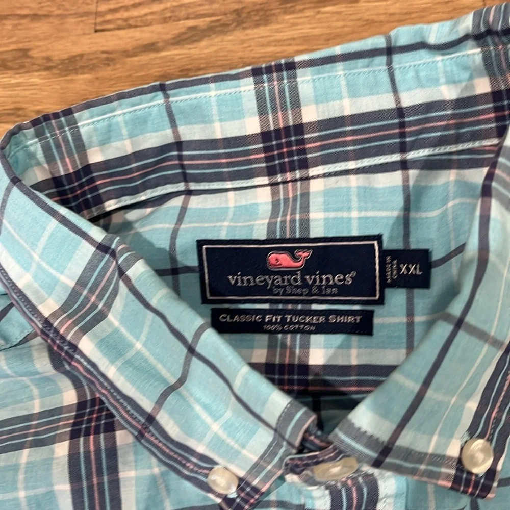 Vineyard Vines Men's XXL Blue Plaid Button-Up Shirt – Classic Fit Tucker – Prepp - Picture 2 of 4